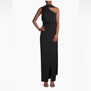 Black Halo One-Shoulder Black Maxi Dress